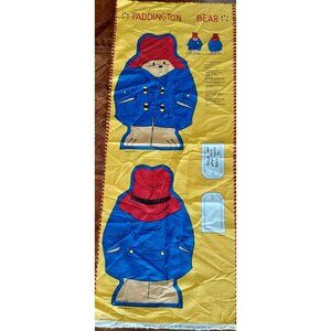 Paddington Bear Fabric Cut Sew Panel Applique 1999 Stuffed Doll Rose & Hubble